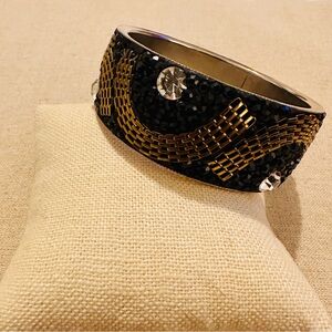 Chamak By Priya | Bracelet | Wide Crystal Bracelet in Gold & Black